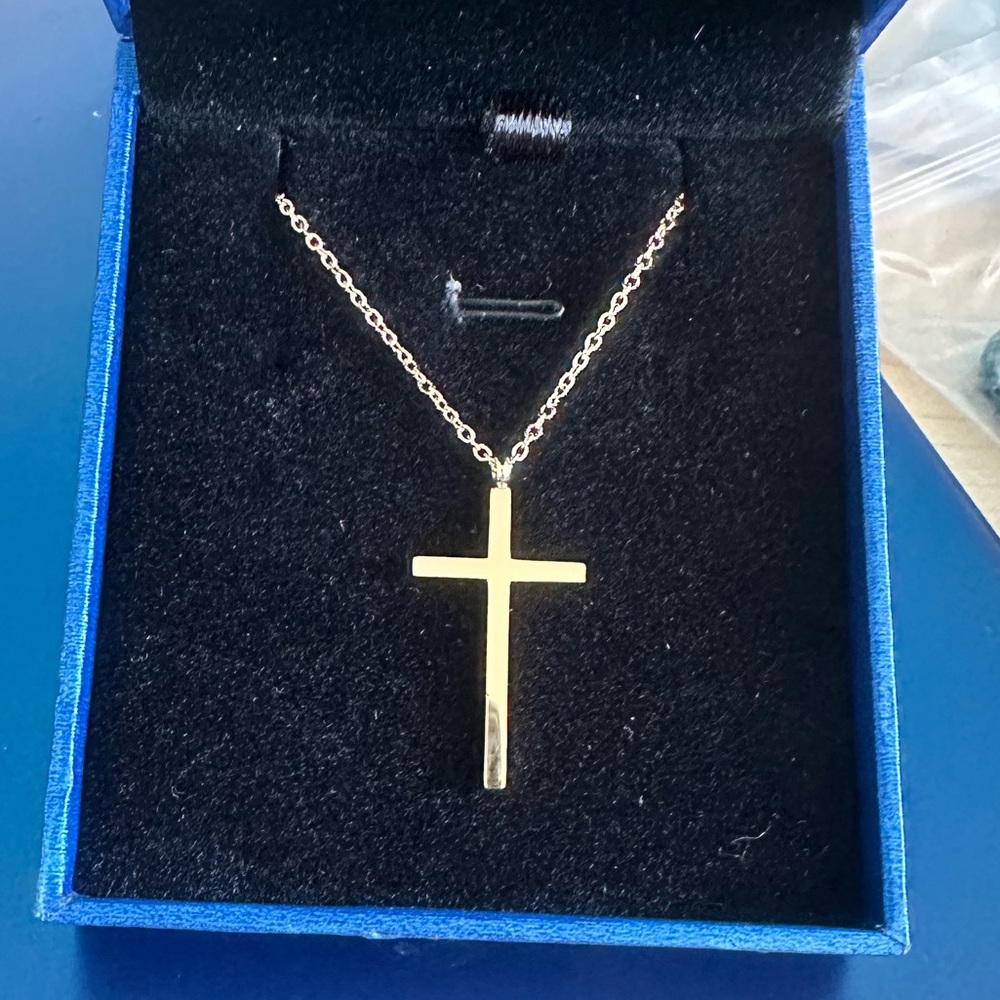 14k Gold Plated Stainless Steel Cross Necklace